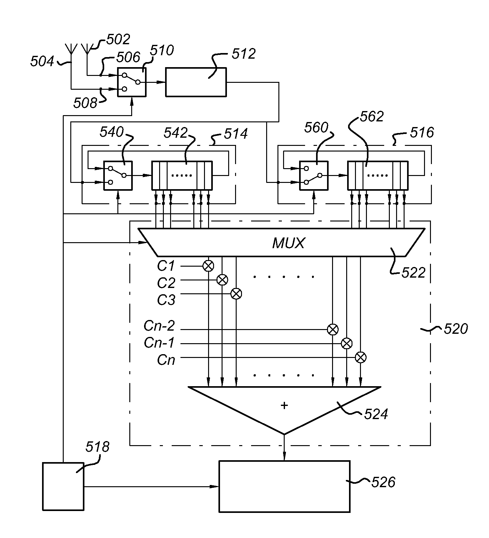 Arrangement for determining a characteristic form of an input signal