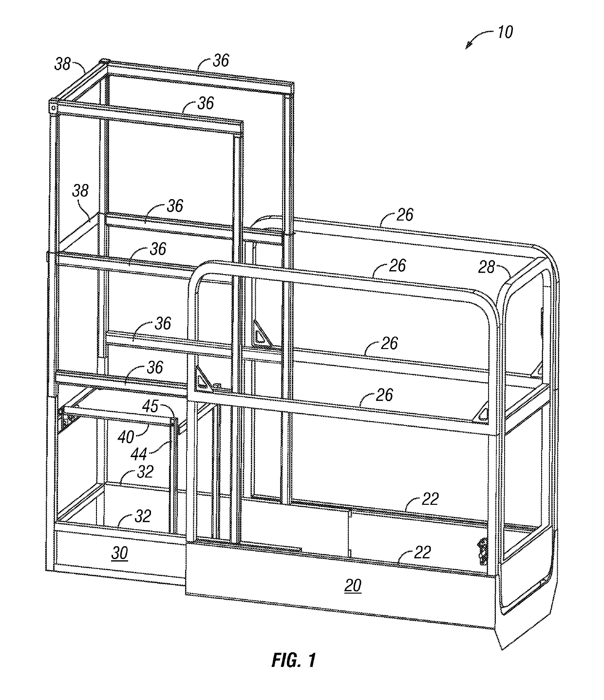 Work platform with extension deck and work step