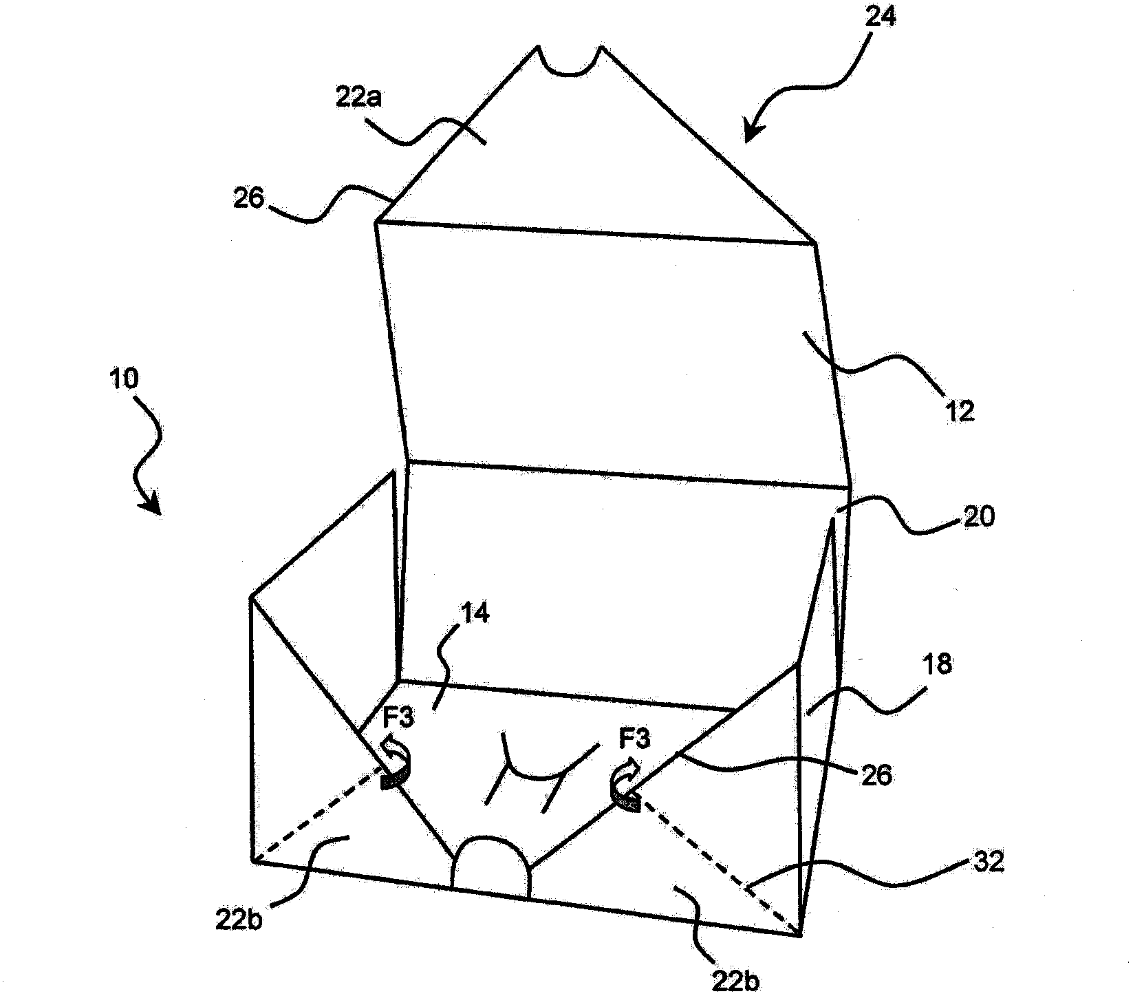 Foldable packaging with locking system in folded position