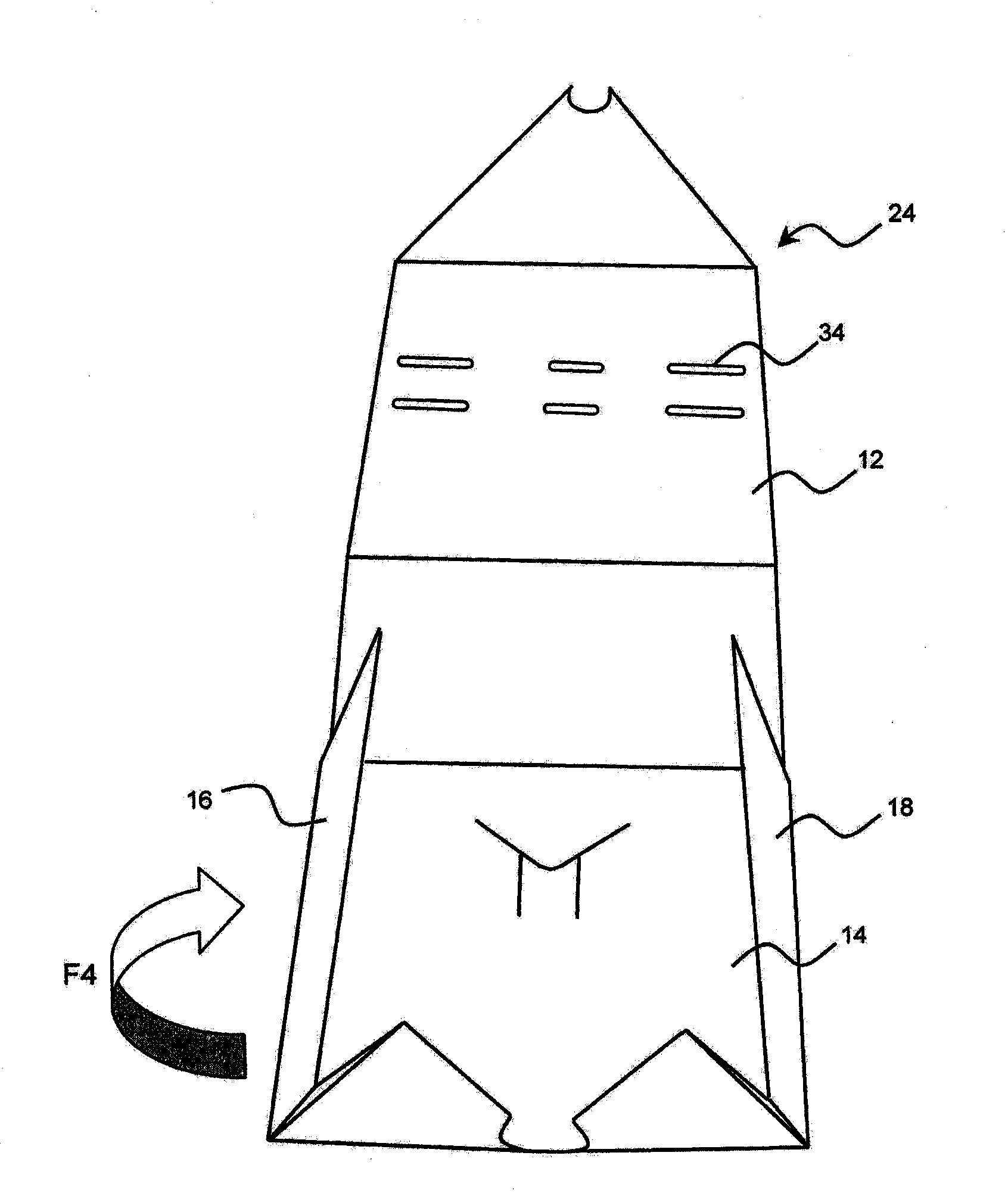 Foldable packaging with locking system in folded position