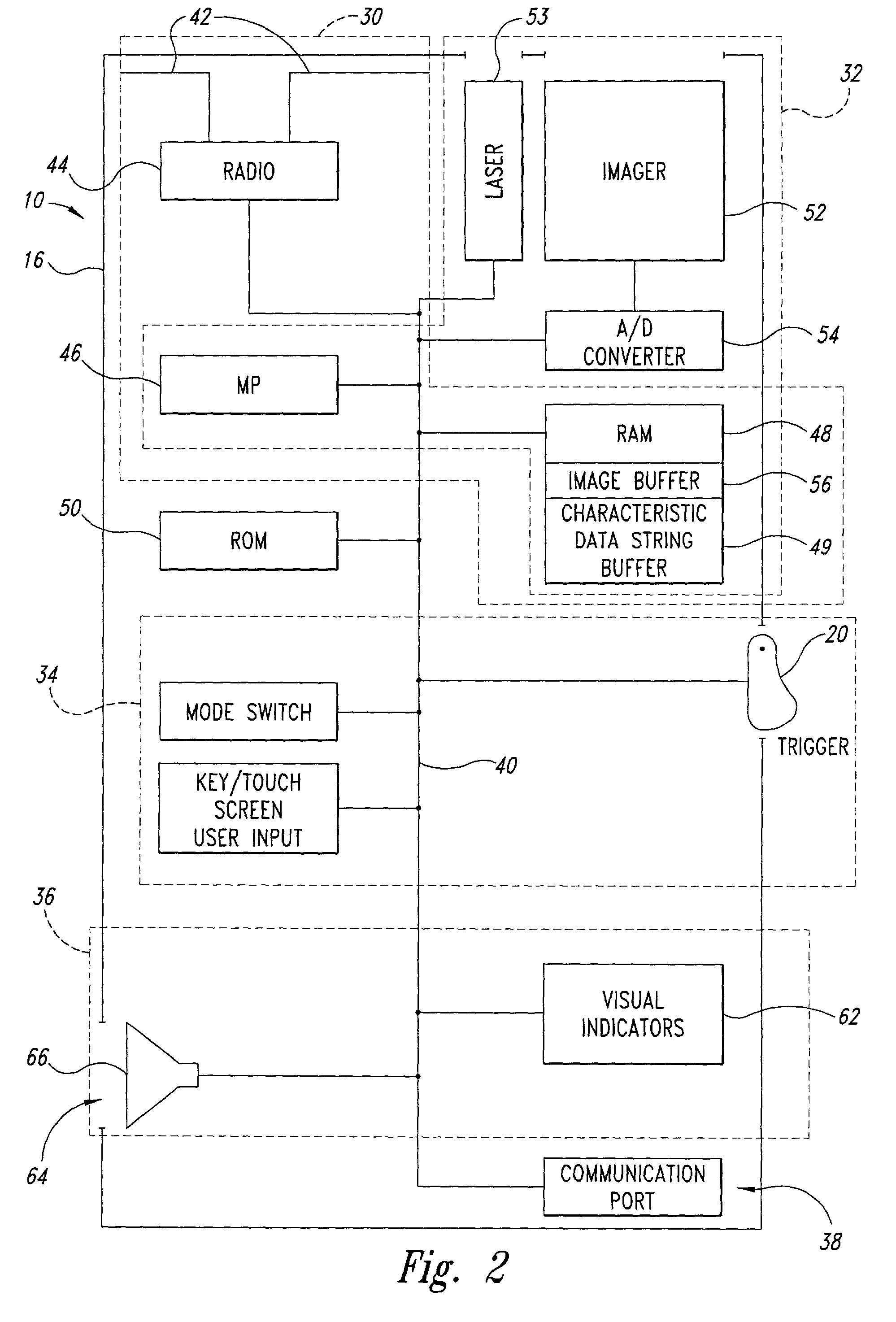 Method and apparatus to read different types of data carriers, such as RFID tags and machine-readable symbols, and a user interface for the same