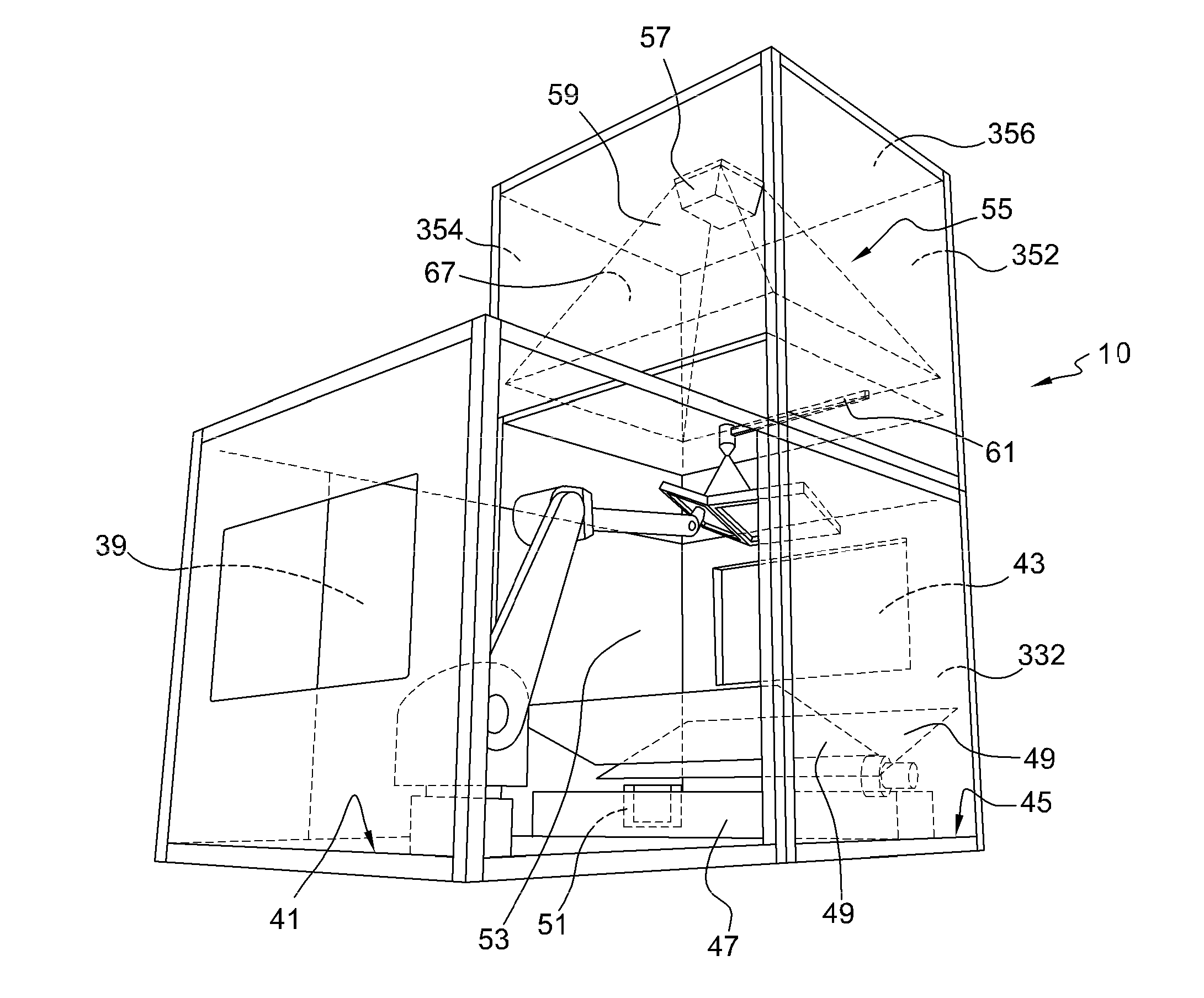 Method for the surface treatment of large parts, gripper of parts suitable for implementing such a method, use of said gripper and treatment cubicle