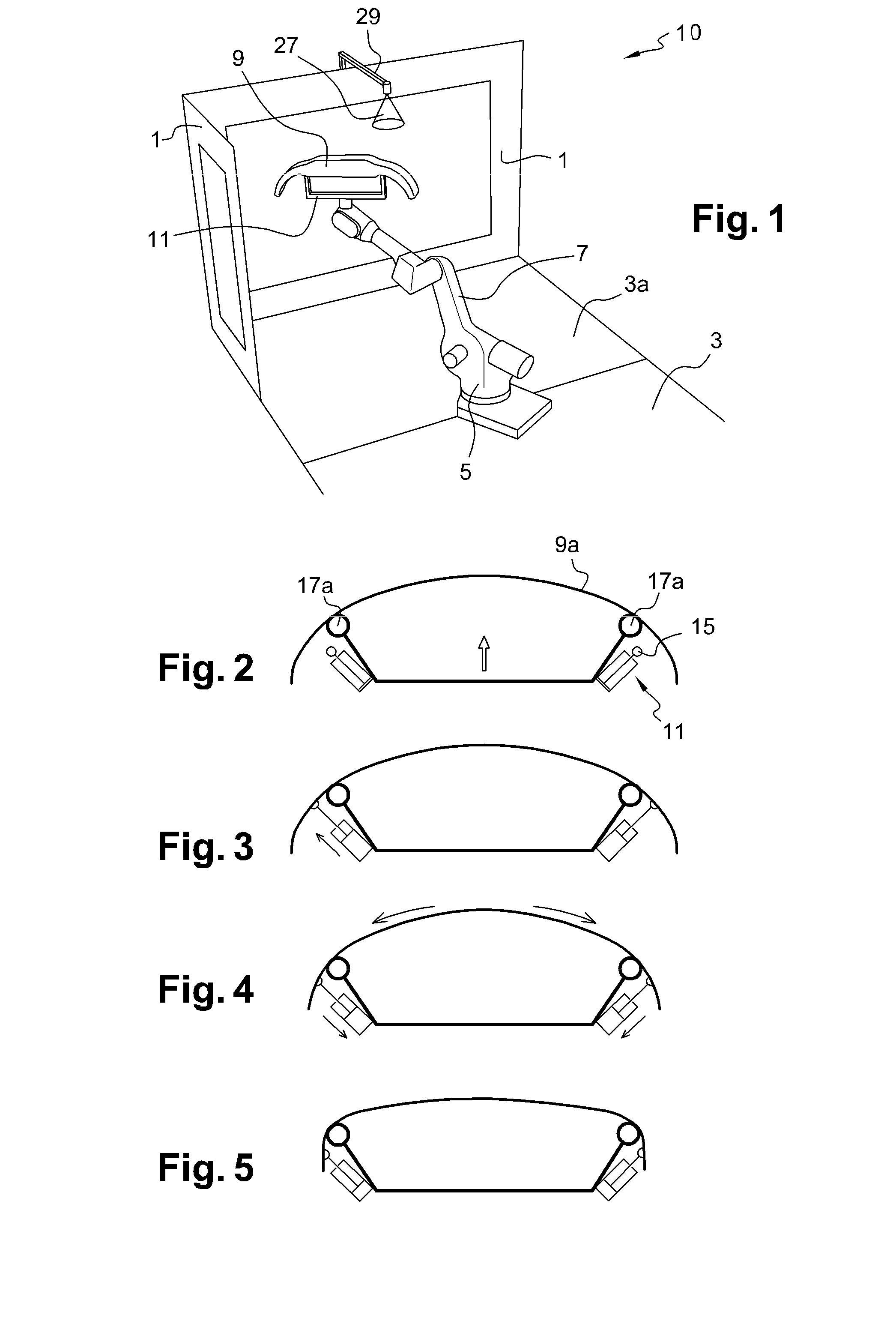 Method for the surface treatment of large parts, gripper of parts suitable for implementing such a method, use of said gripper and treatment cubicle