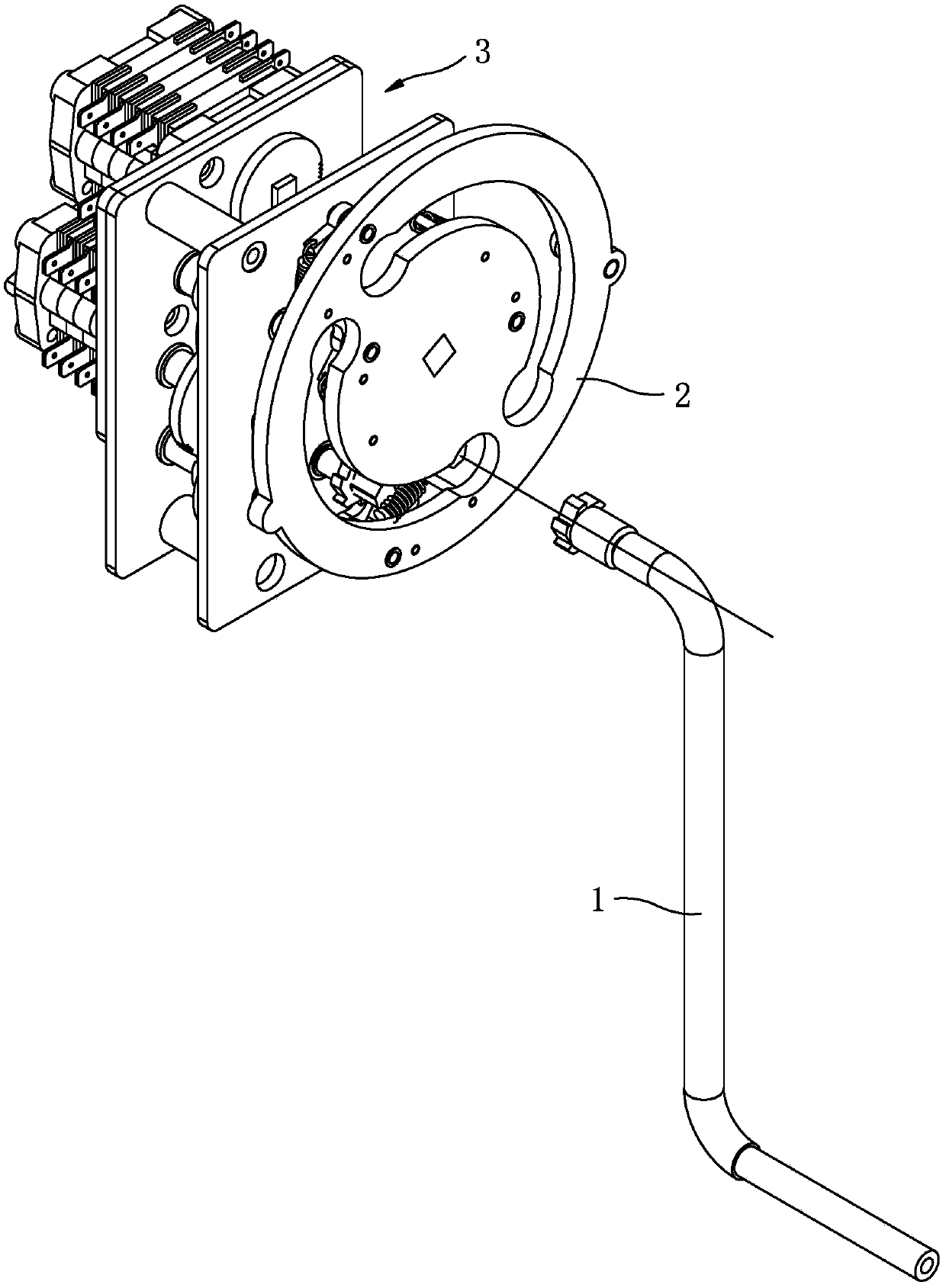 Station lock crank three-station mechanism