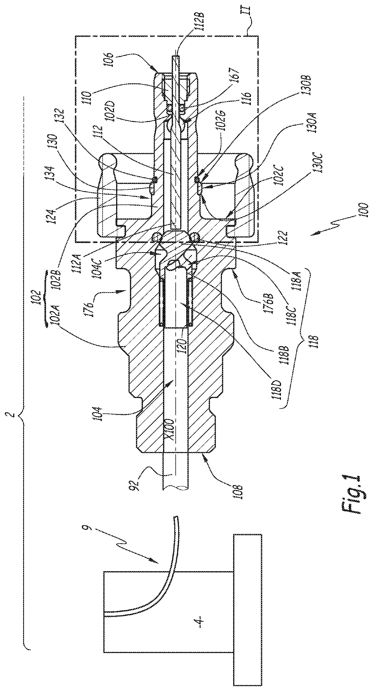 Circuit breaker and handling facility for pressurized fluid comprising such a circuit breaker