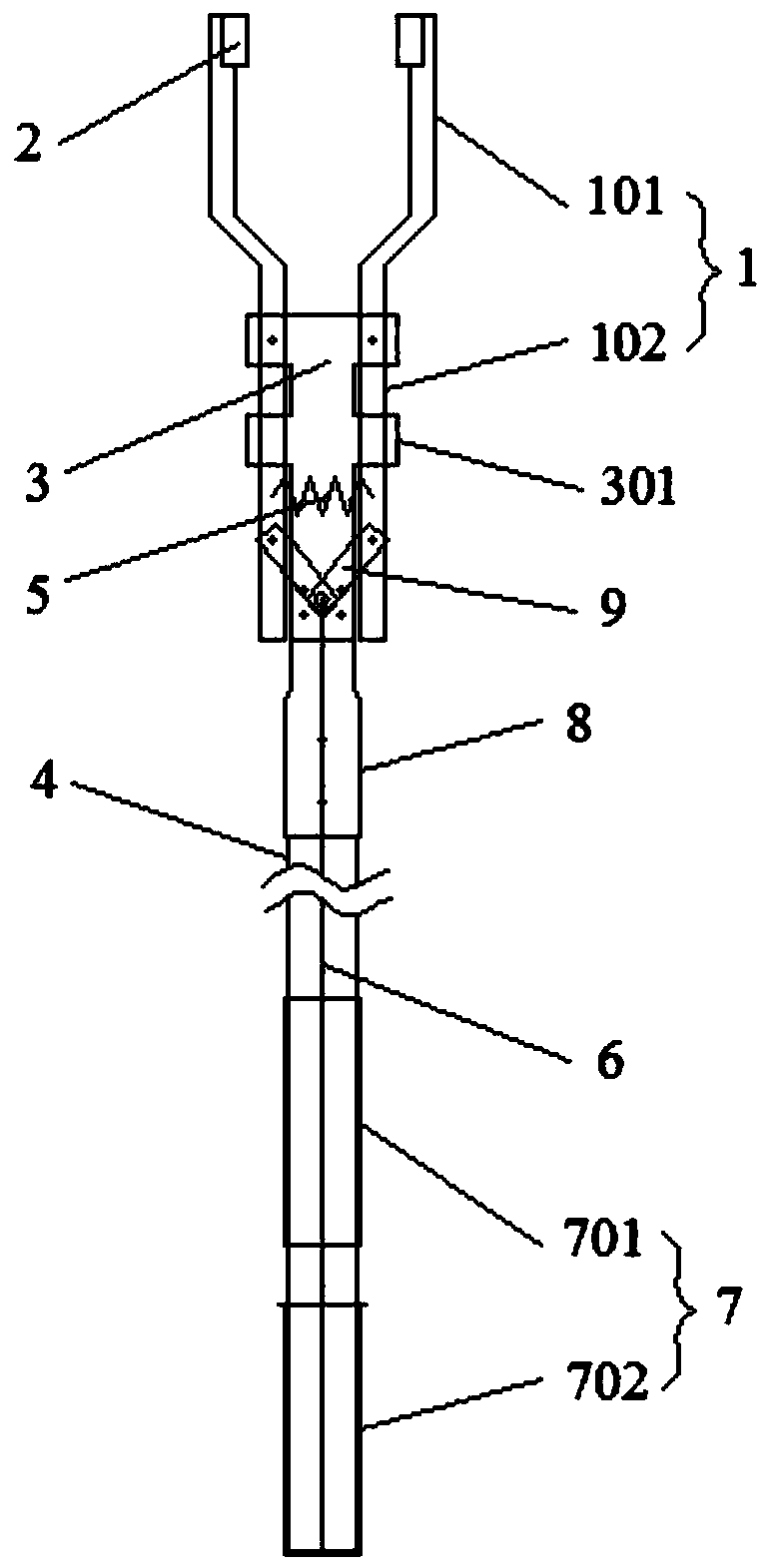 Bus-bar grounding rod for 10kV centrally-mounted switch cabinet