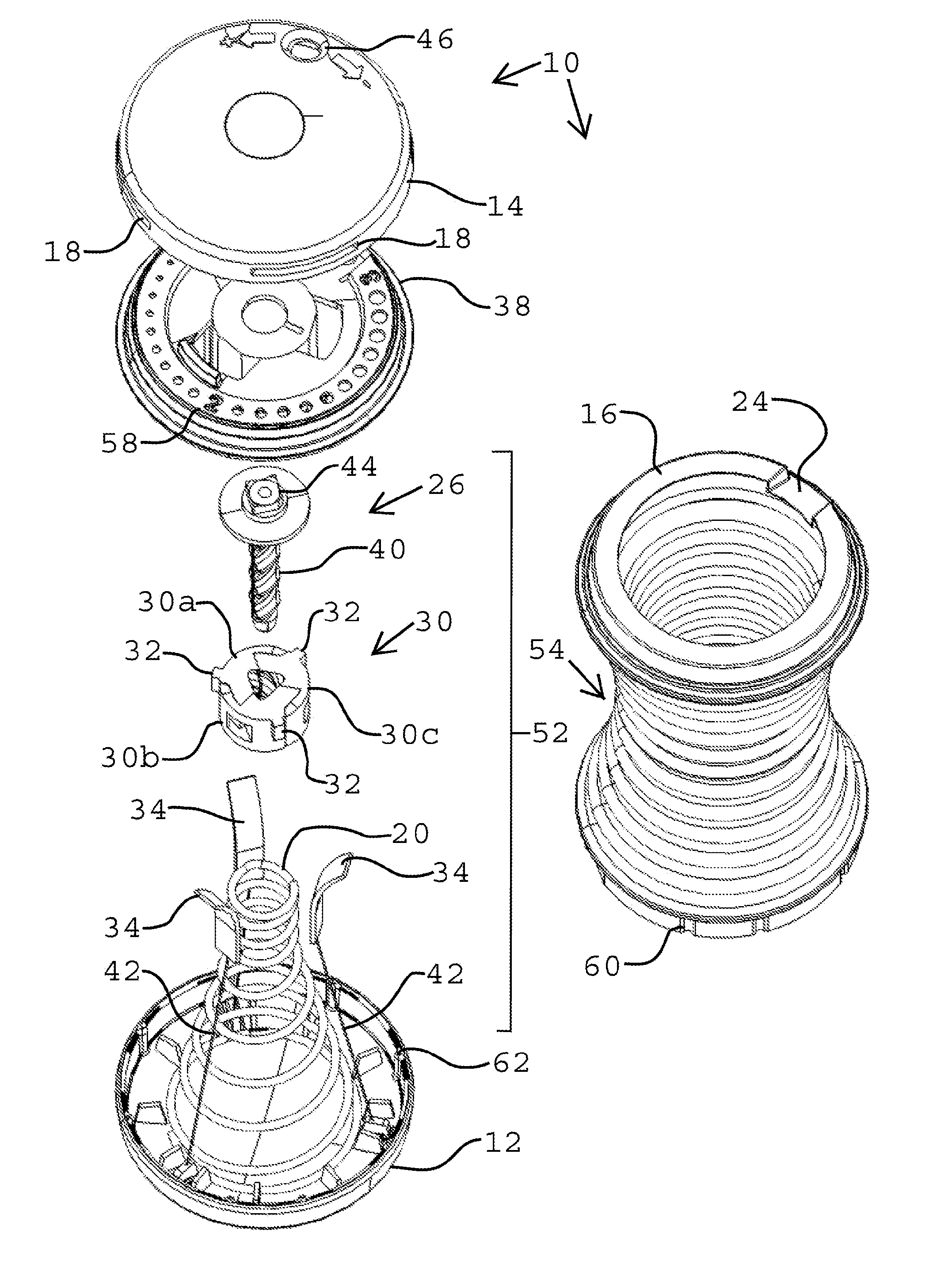 Compressive resistance means and exercise device