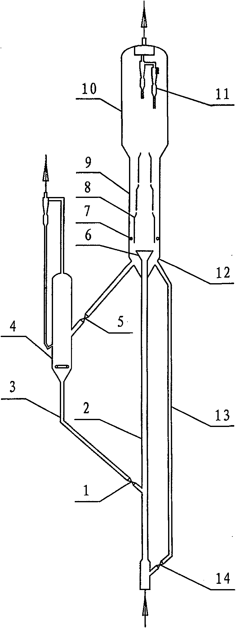 Device for improving pipe and gas-solid circumfluence bed coupling reaction