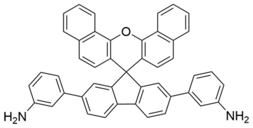 Diamine monomer containing spirofluorene functional group, preparation method thereof and polyimide with low dielectric constant