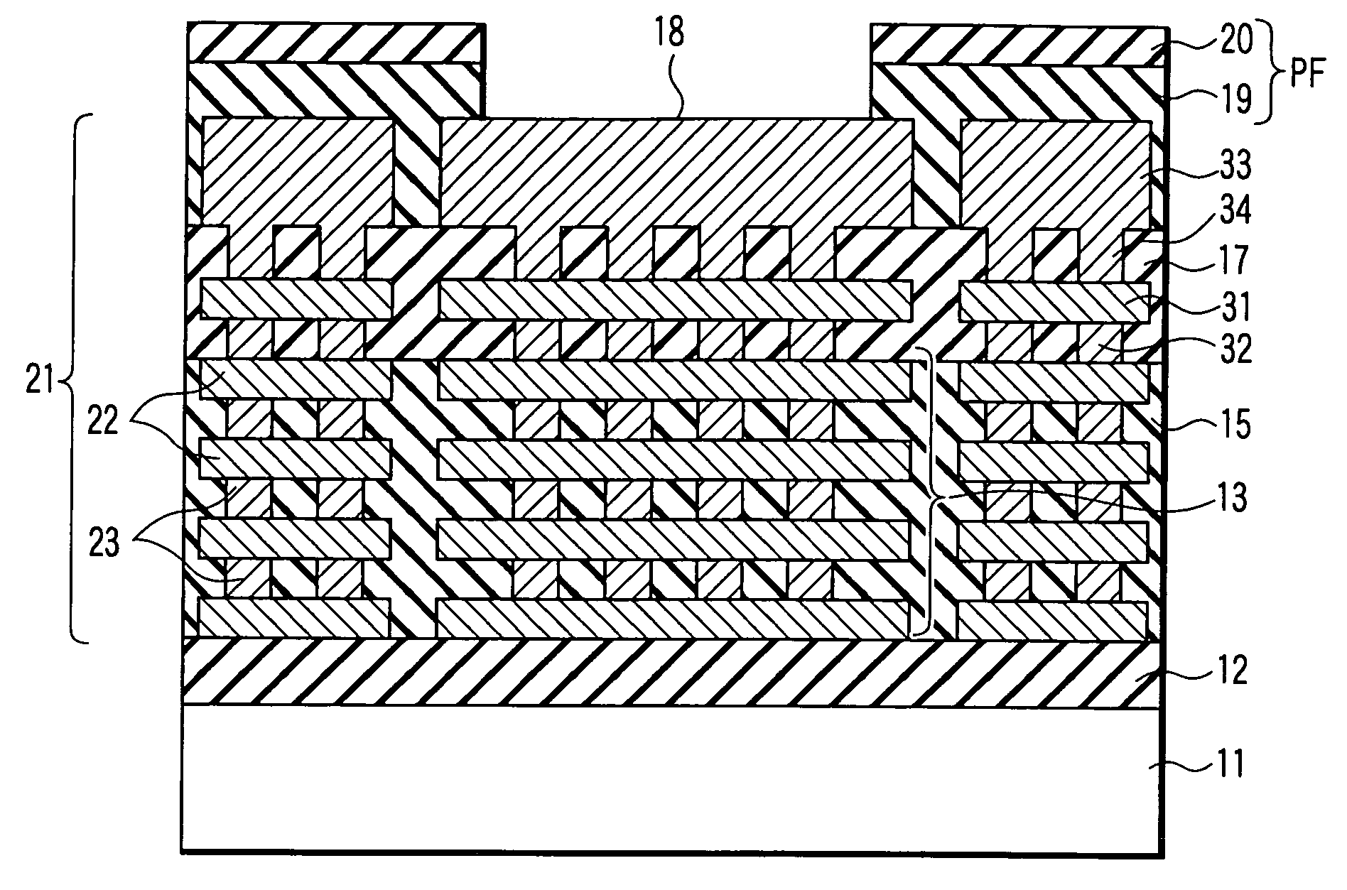 Semiconductor device using insulating film of low dielectric constant as interlayer insulating film