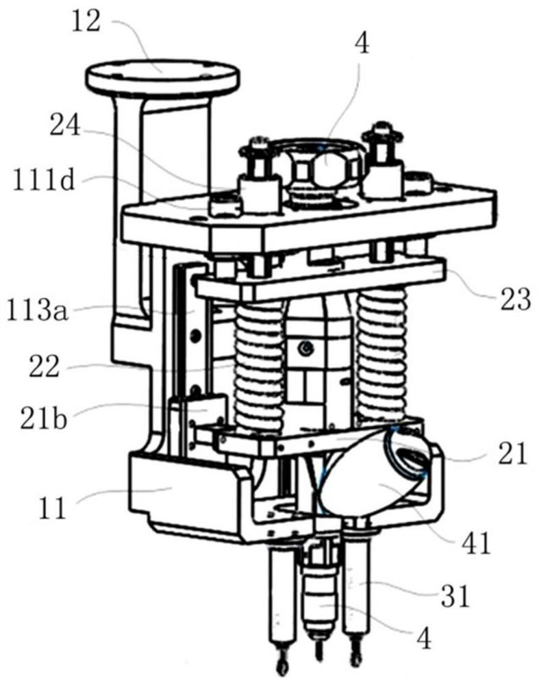 A two-stage stabilizing device at the end of a robotic arm for craniotomy