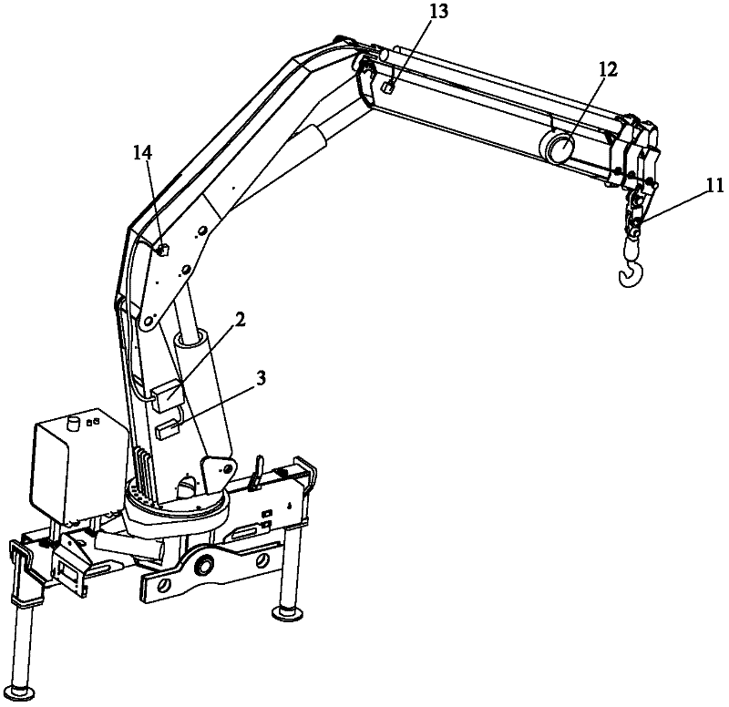 Torque limiting system of folding-arm type lorry-mounted crane