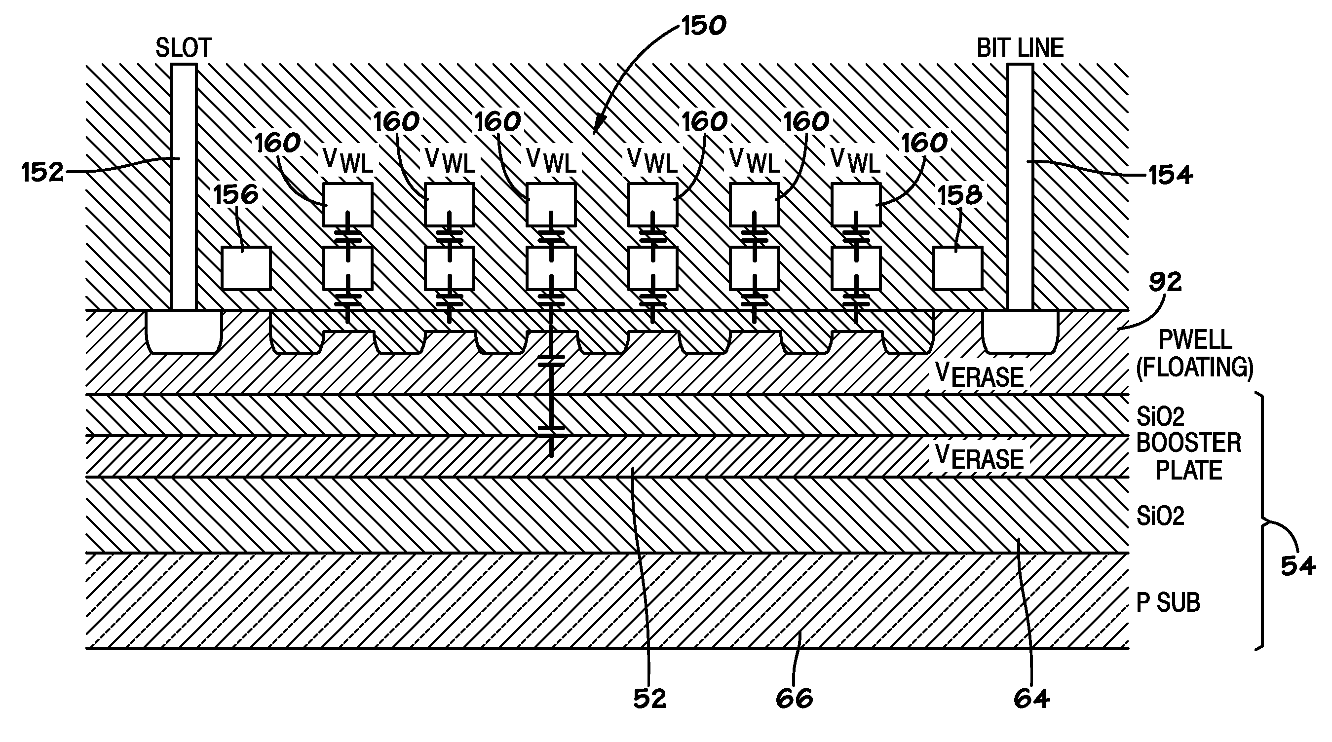 Memory Device Having Buried Boosting Plate and Methods of Operating the Same