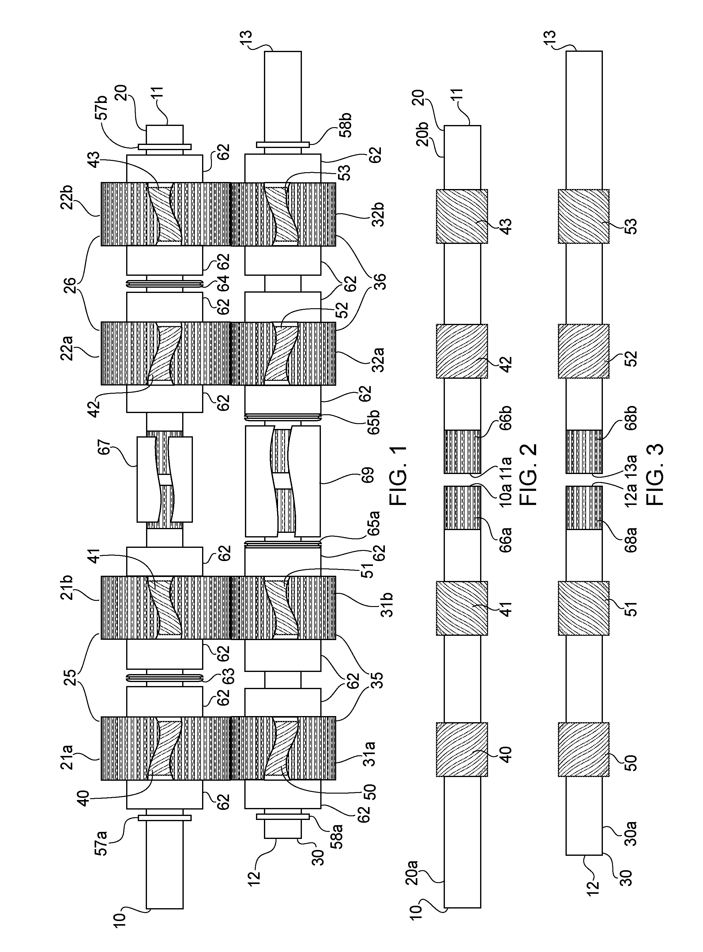 Spur gear power sharing gear sets