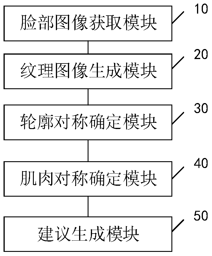 Method, device, storage medium and terminal equipment for facial symmetry recognition