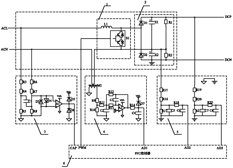 Single-phase half-bridge voltage-multiplying rectification PFC (power factor correction) circuit