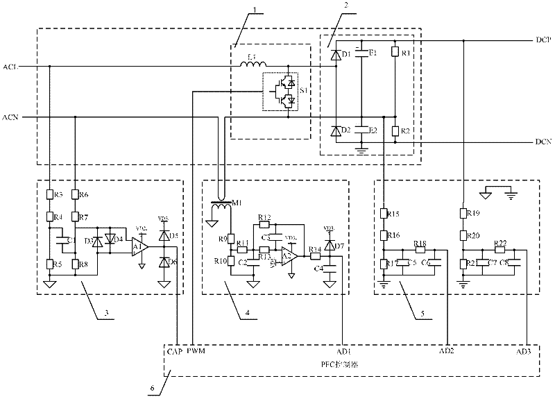 Single-phase half-bridge voltage-multiplying rectification PFC (power factor correction) circuit
