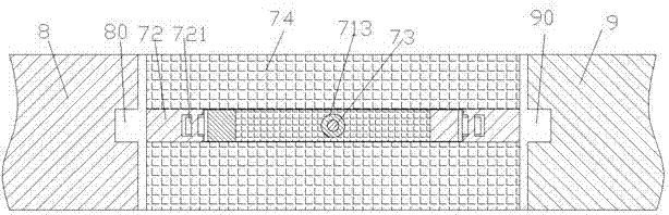 A covering device for covering movable gaps in carriages and is easy to maintain