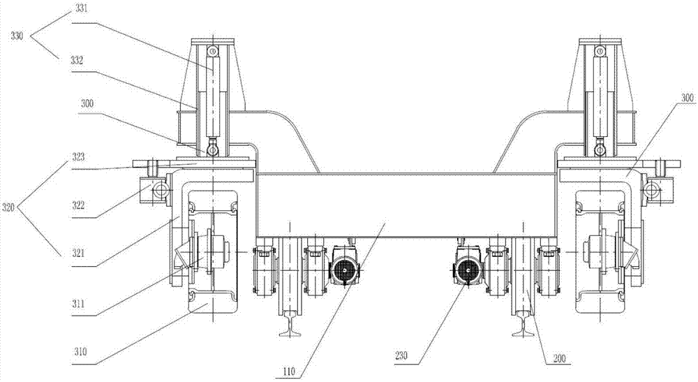 Flow type train towing vehicle