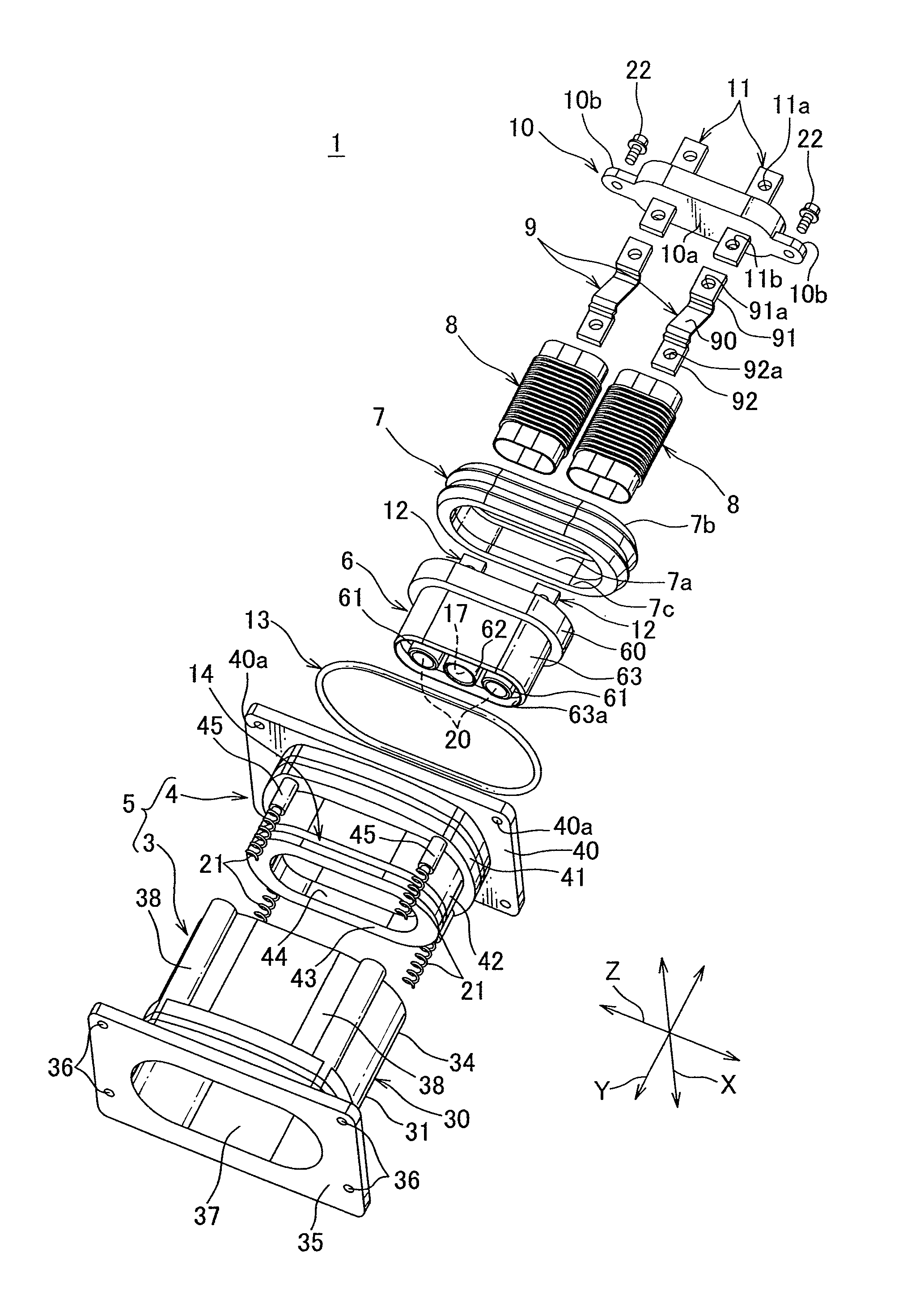 Floating connector with flexible conductive member