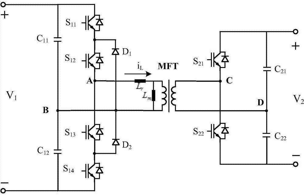 Optimization control method for minimum current effective value of two-way half-bridge unilateral tri-level DC-DC converter