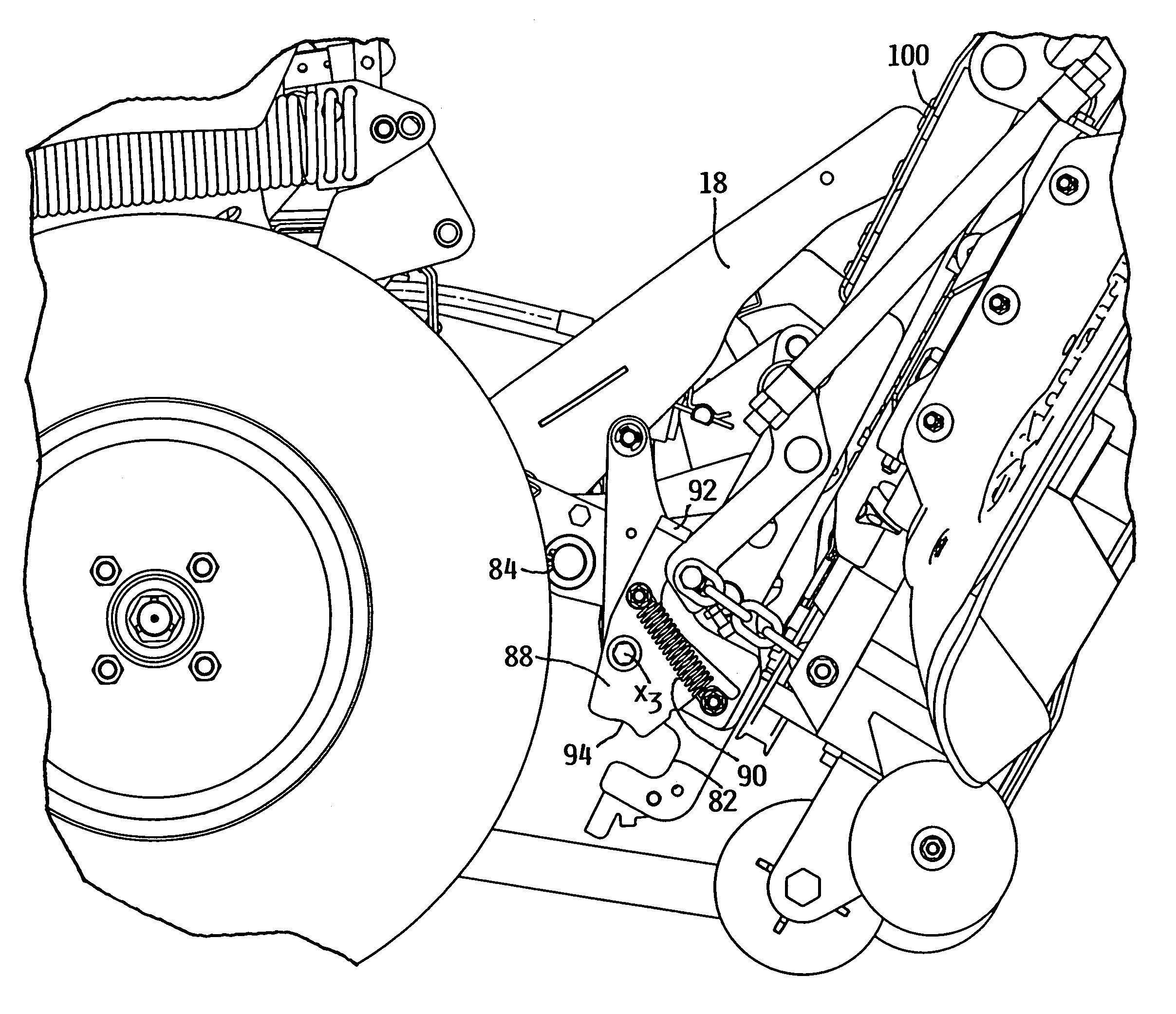 Front rotary cutting deck having folded service/storage positions