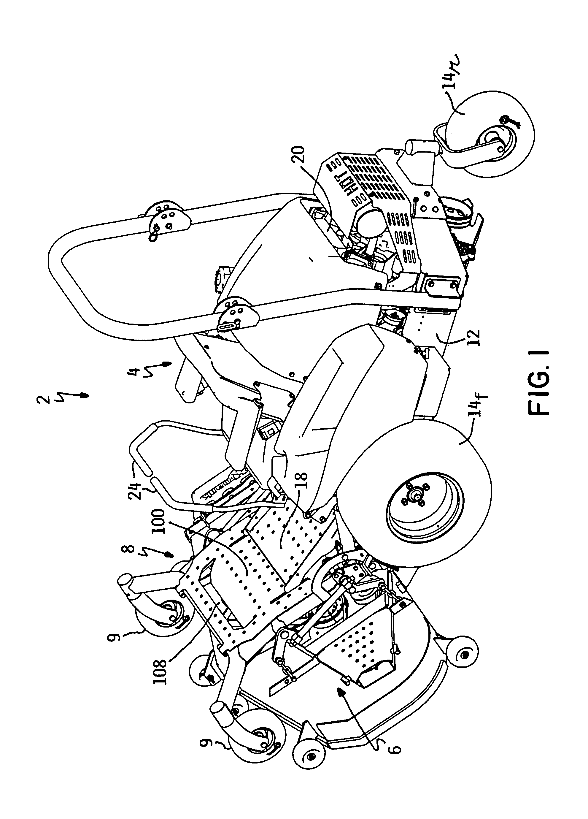 Front rotary cutting deck having folded service/storage positions