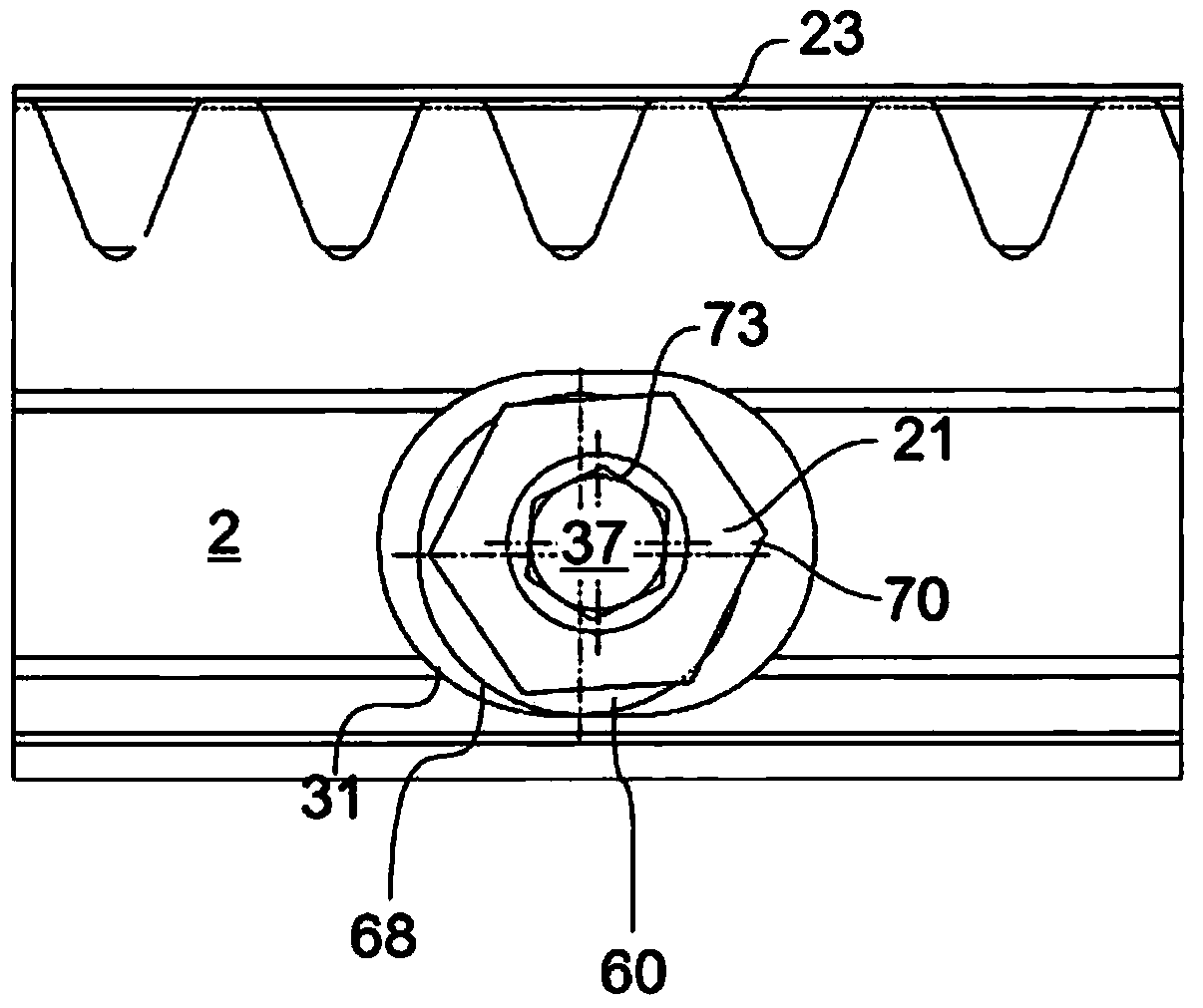 Fastening system with eccentric