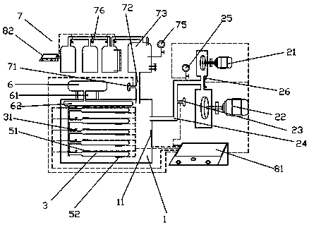 Separate-pumping separate-injection separate-heating vacuum treatment system of capacitor