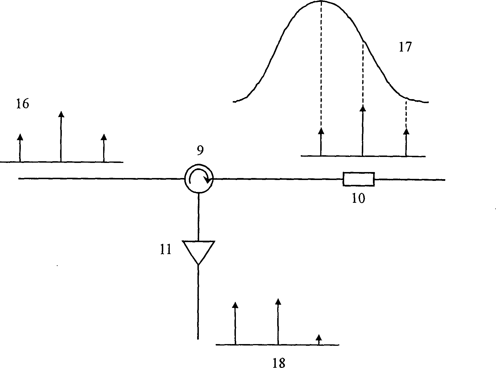 Microwave photon down conversion method and device based on electrooptical modulator and optical fiber raster