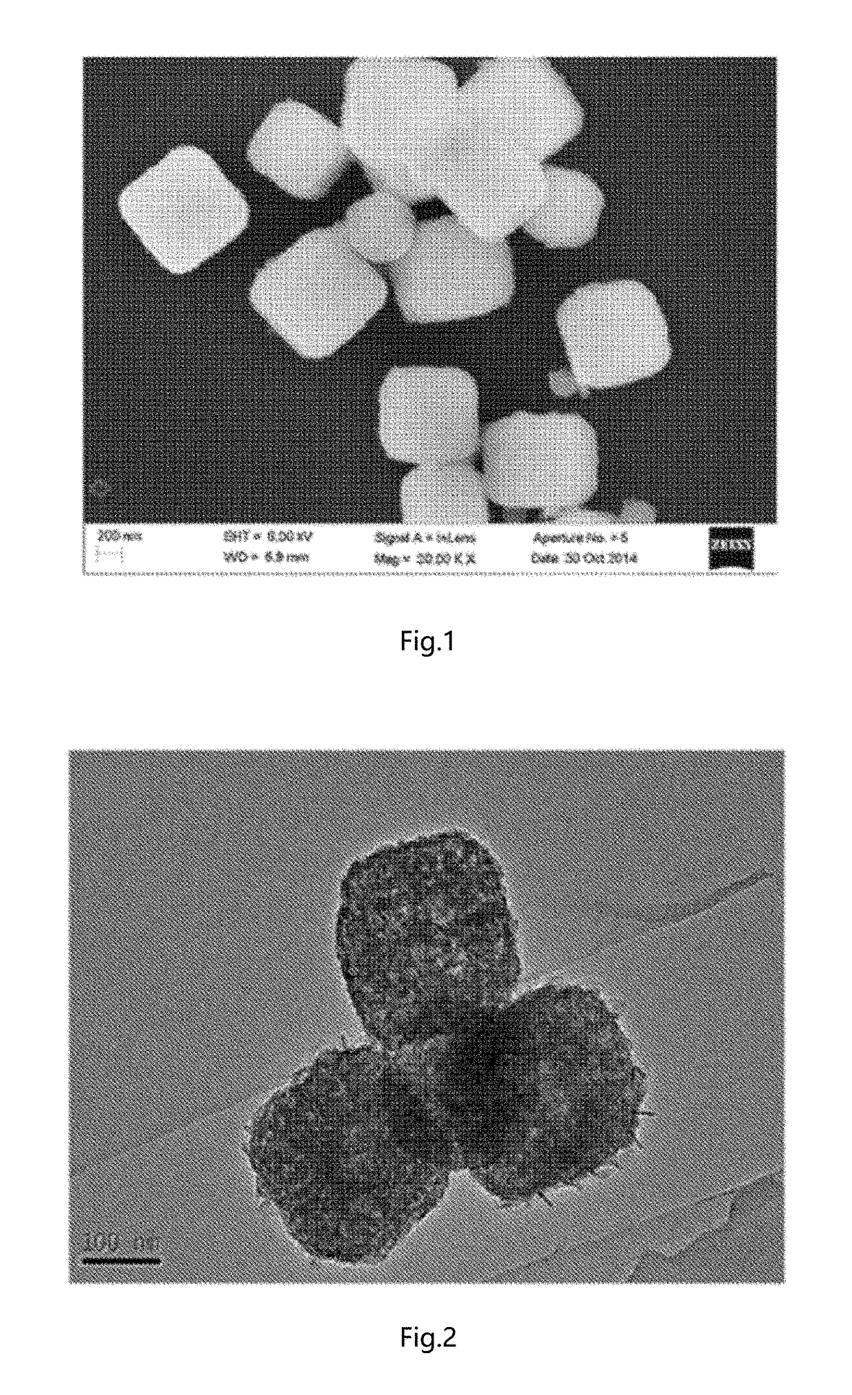 Hollow iron-manganese composite material prepared by etching template process and application thereof
