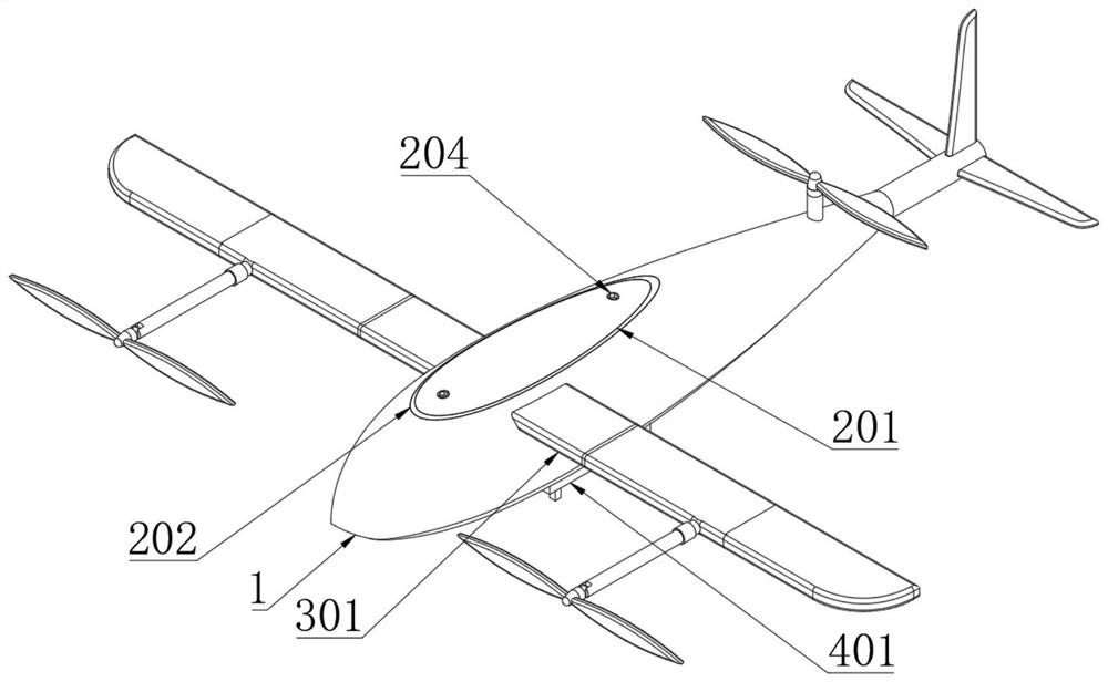 Tilting composite wing unmanned aerial vehicle with battery convenient to replace