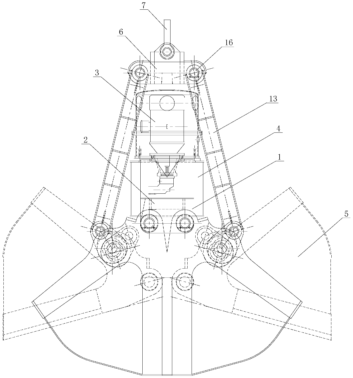 Novel hydraulic type grabbing bucket