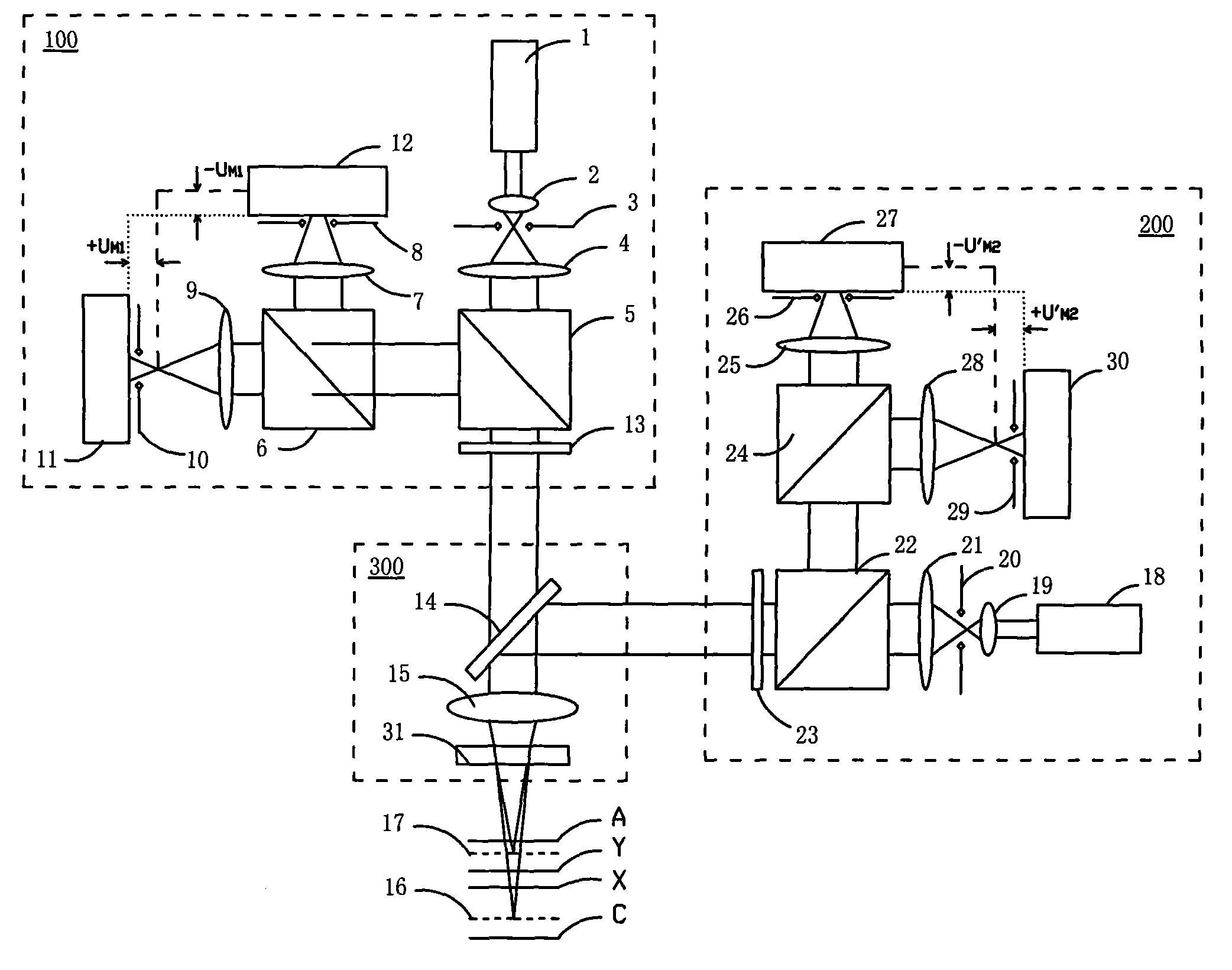 Super-resolution compound shade differential confocal measuring device and method