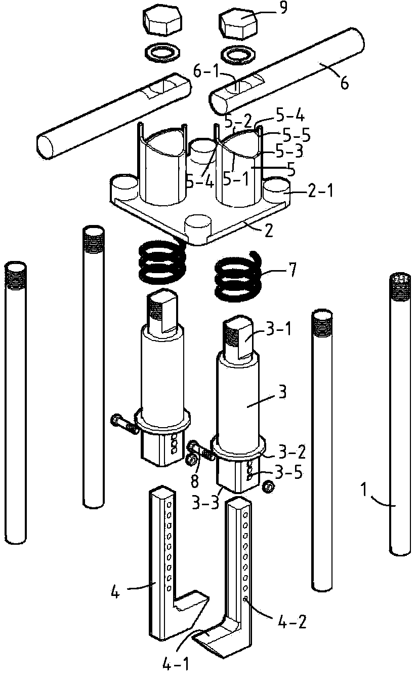 Reusable concrete floor steel bar pre-supporting device