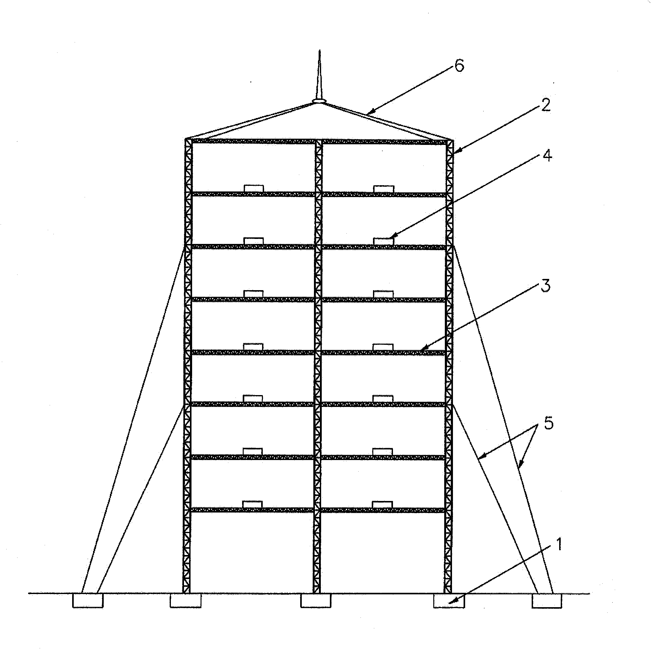 Multilayer multi-column truss dam-type supporting system