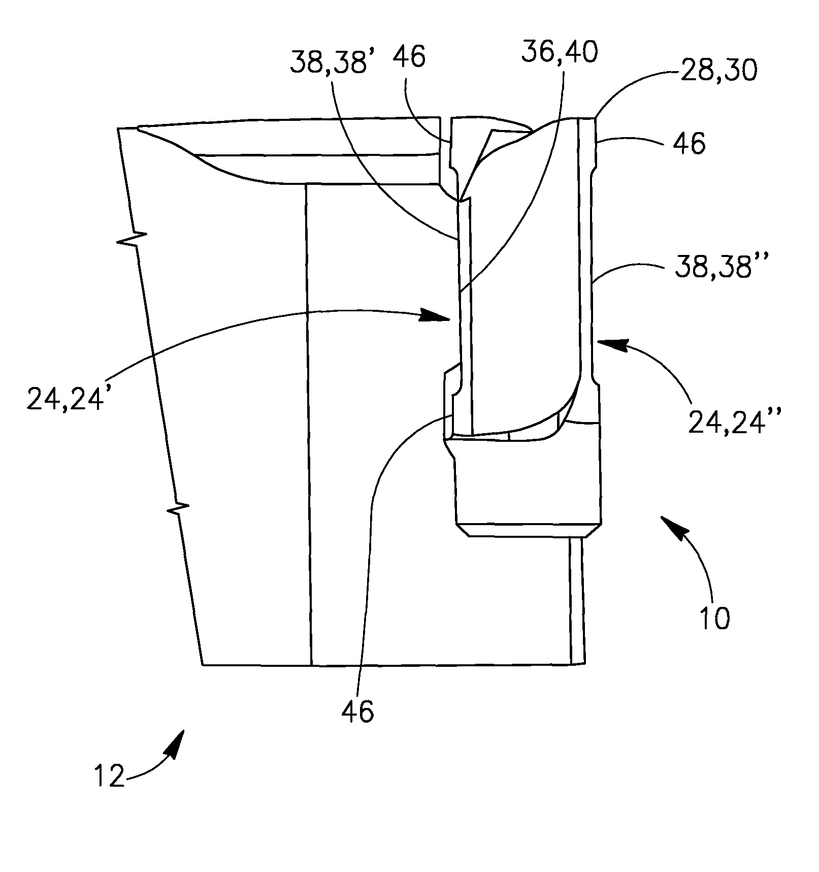 Cutting insert having recessed planar portion and cutting tool therefor