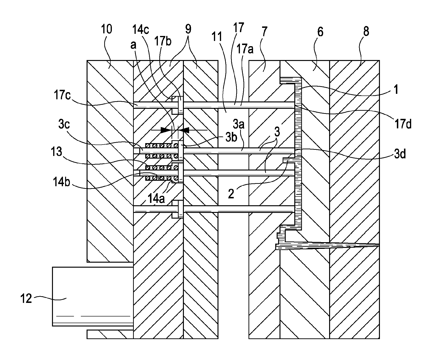 Injection mold and partial compression molding method