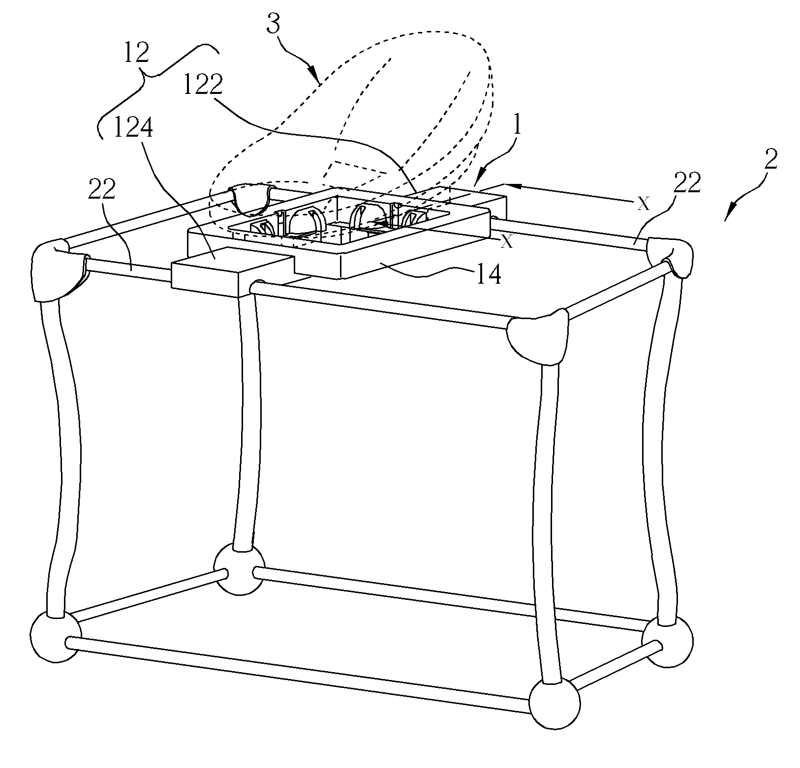 Infant-carrier docking station and crib therewith