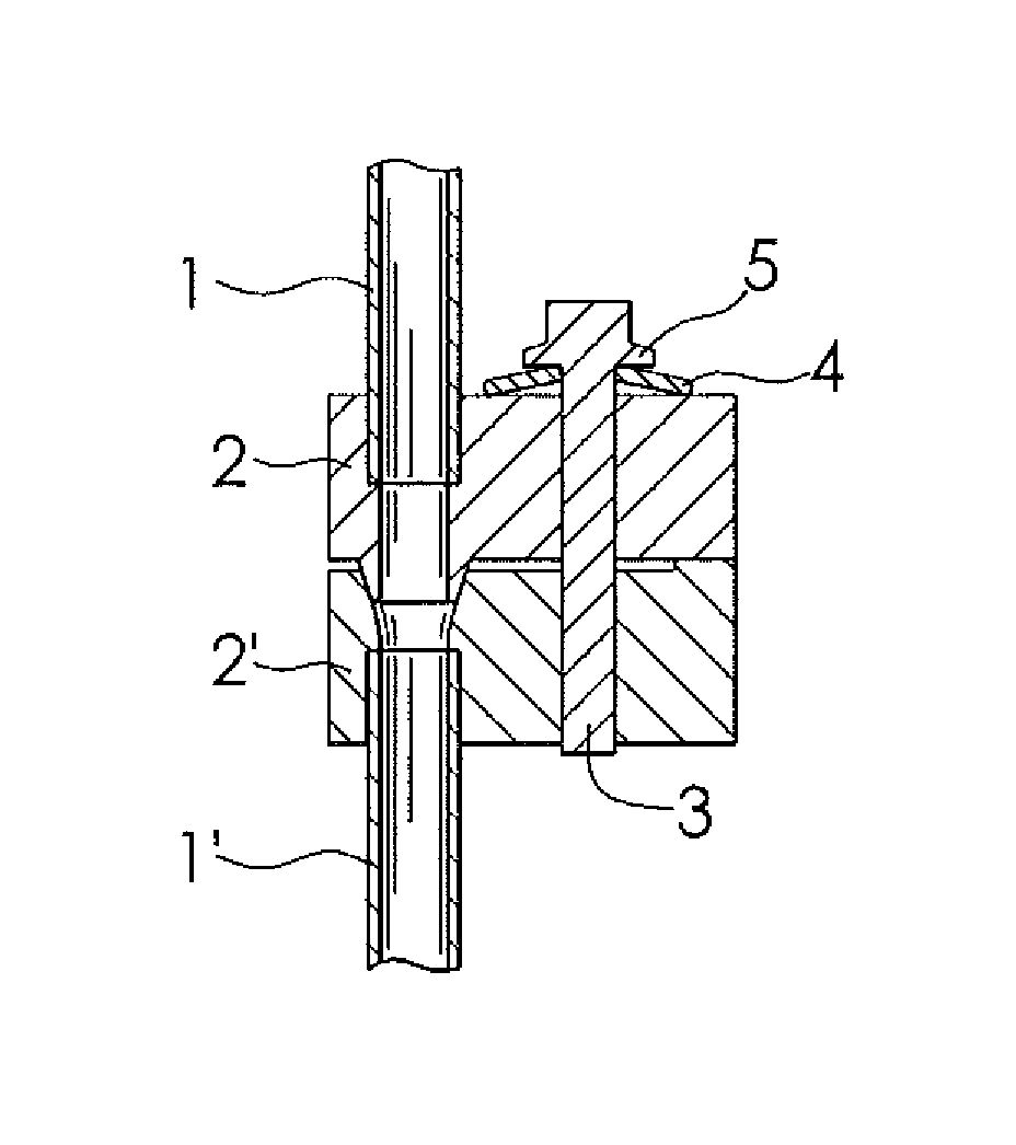 Axially sealing system for connecting fluid-passed conduits