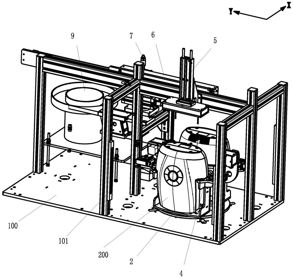 Withstand voltage test and foot pad pressing and attaching integrated equipment and working method thereof