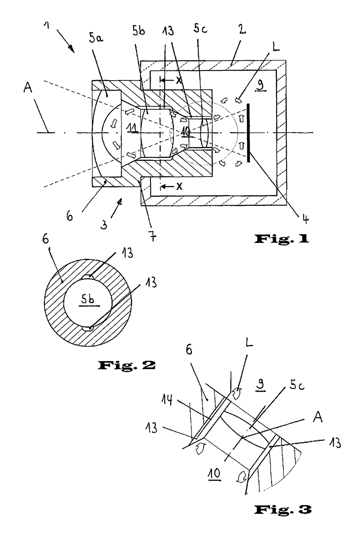 Camera suitable for use in a vehicle