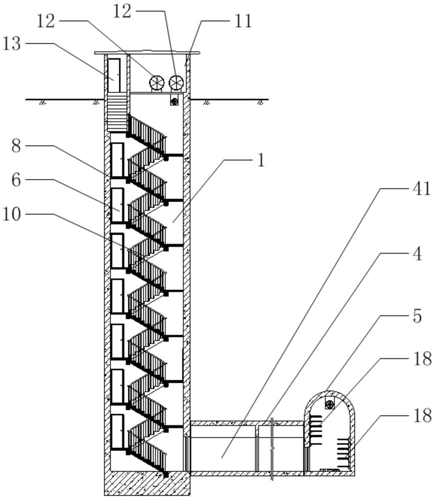 Comprehensive concealed excavation cable tunnel maintenance communicating vertical shaft