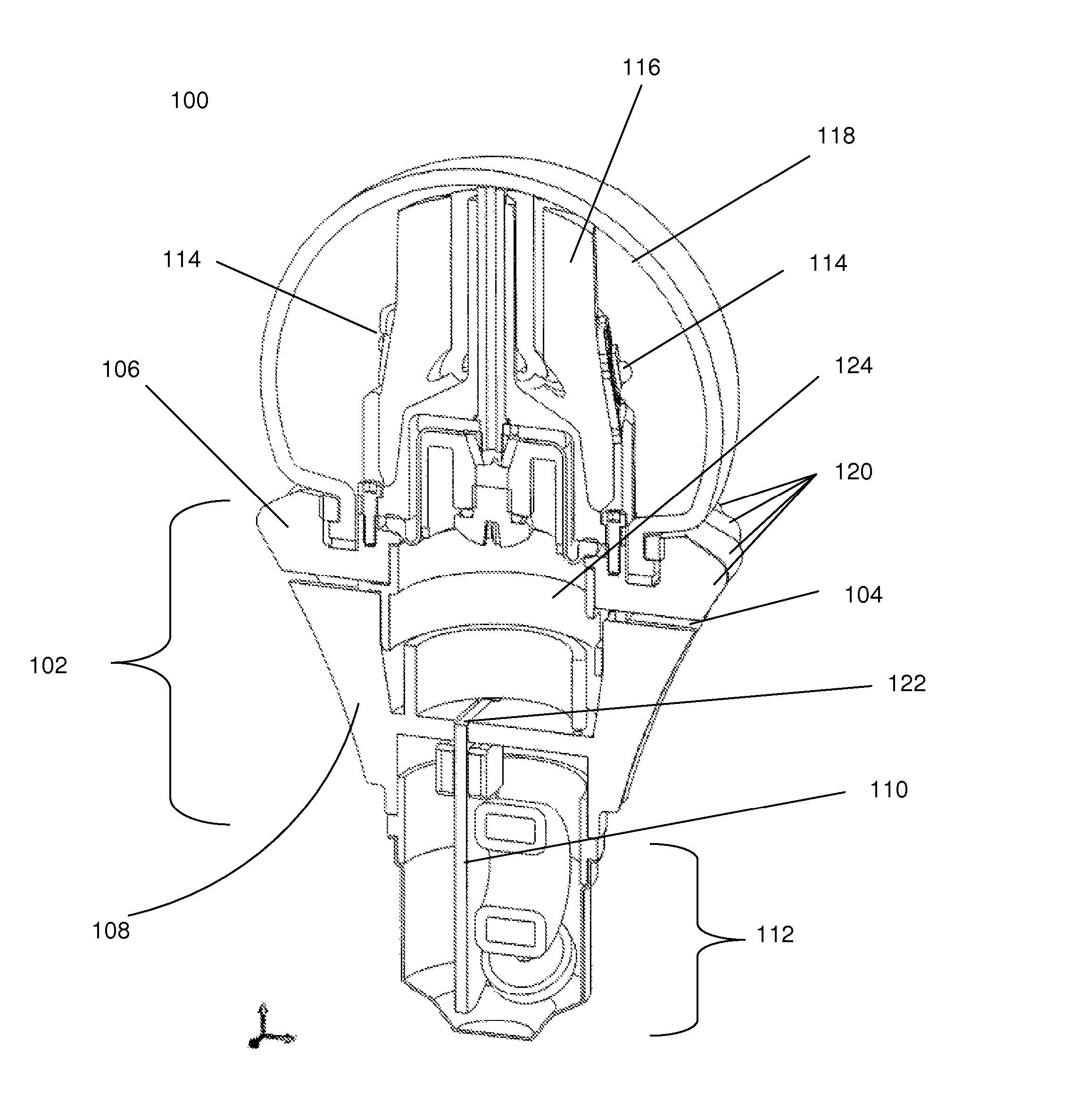 Partitioned heatsink for improved cooling of an LED bulb