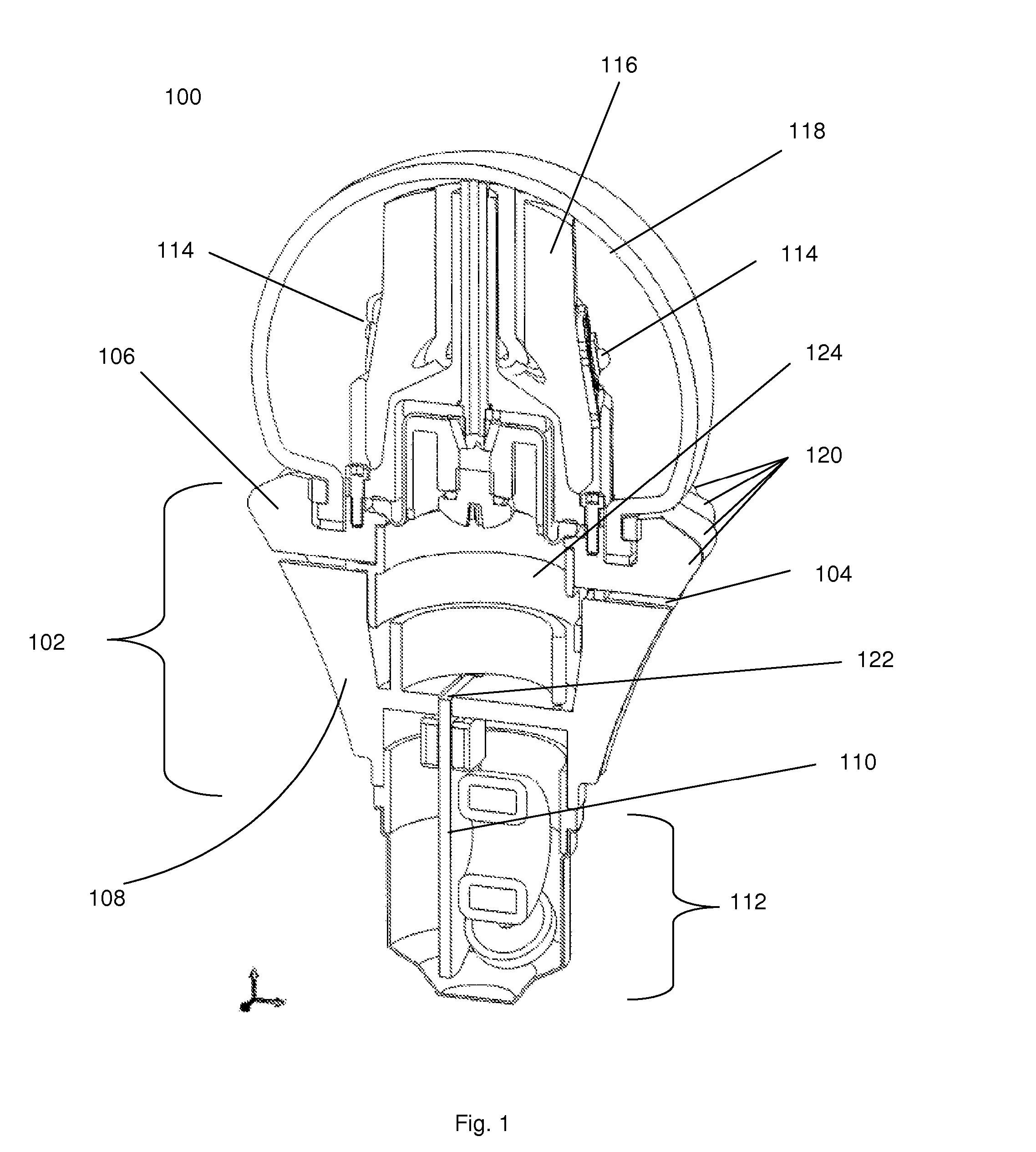 Partitioned heatsink for improved cooling of an LED bulb