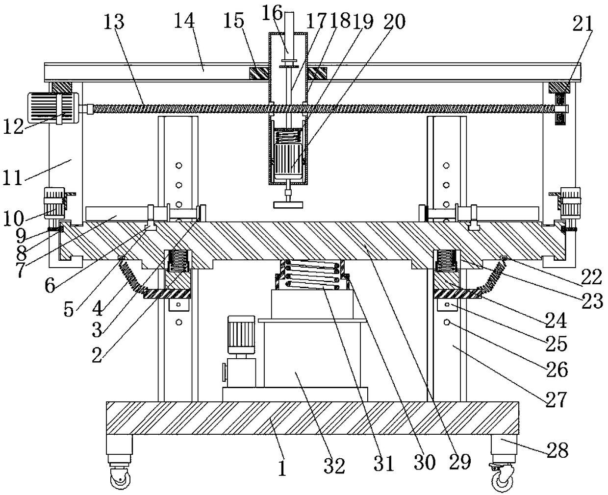 Mold table facilitating height adjusting and used for mold production