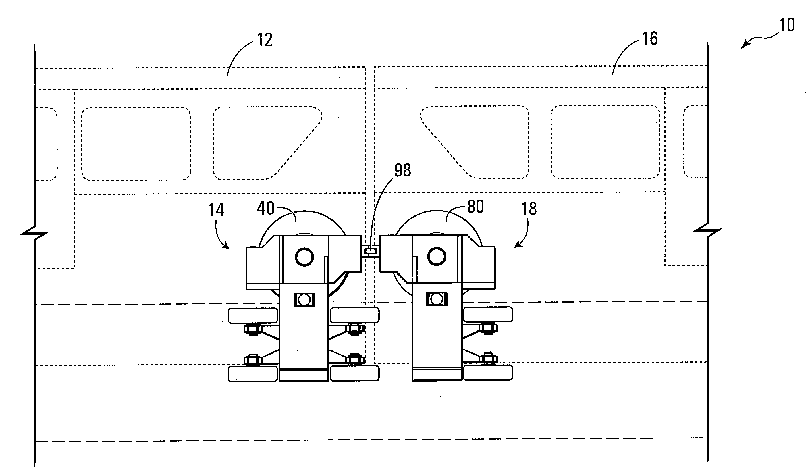 Monorail bogie assembly comprising a linking member