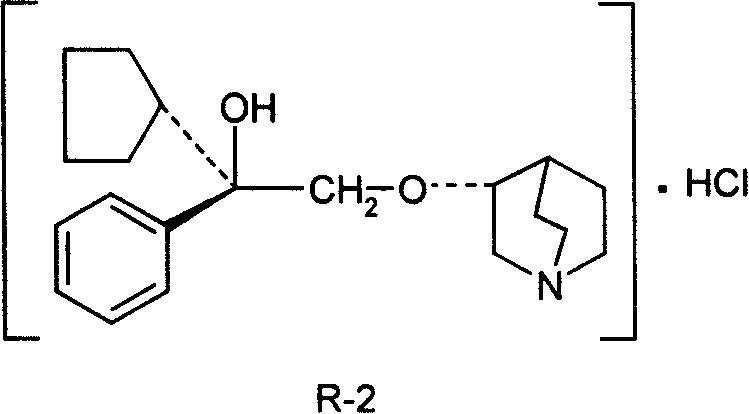 Pharmaceutical composition containing (3S, 2í»S)-3-(2í»-hydroxy-2í»-cyclopentyl-2í»-phenylethoxy) quinuclidine hydrochloride and uses thereof