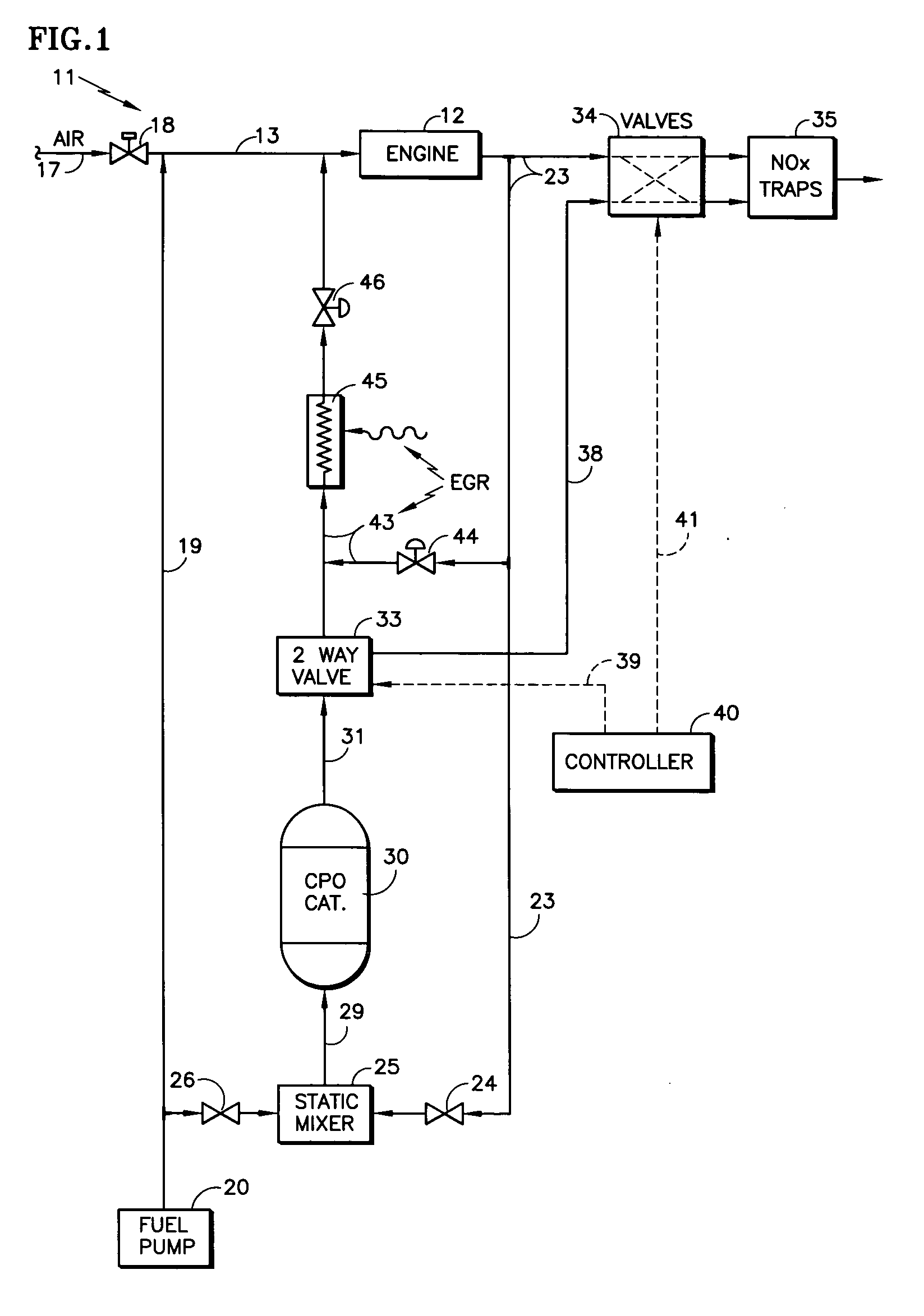 Intermittent application of syngas to NOx trap and/or diesel engine
