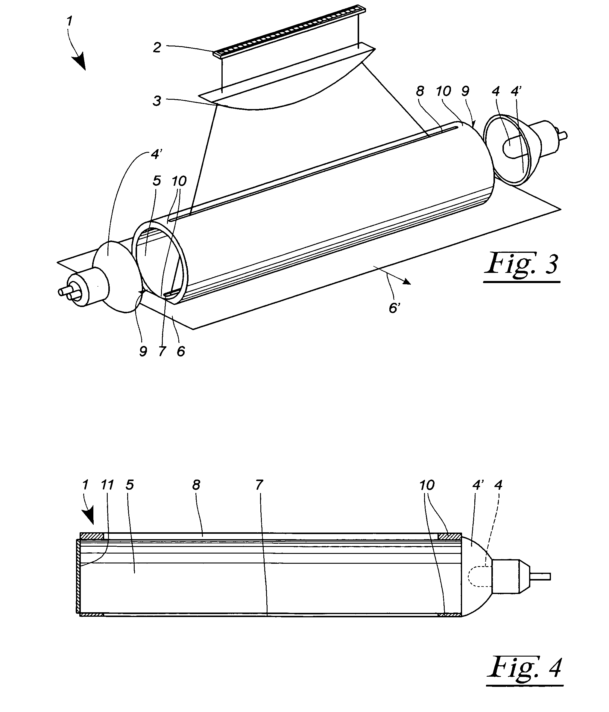 Apparatus for linear illumination of a moving product web